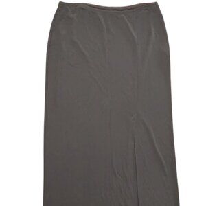 VTG Y2K New York NY & Co Womens Side Slit Slinky Maxi Skirt Olive Green Sz Large